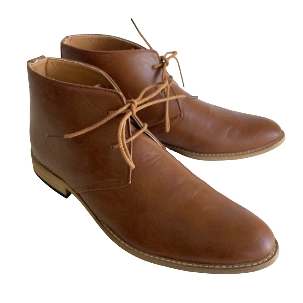 Royal Shoes boots men's size 9 leather Edwin Chelsea Tobacco NEW